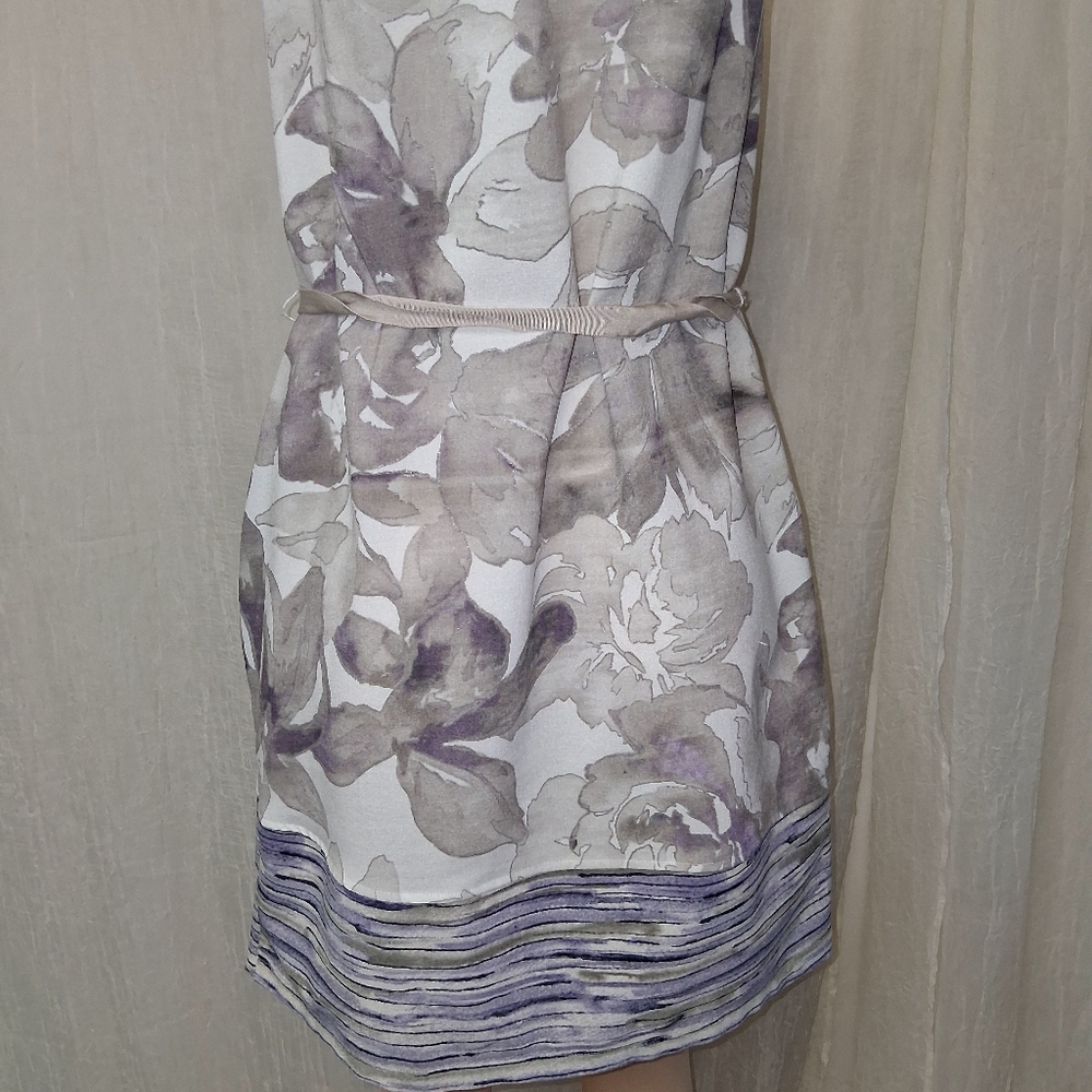 Simply Vera Vera Wang Women Size M Gray and White Floral Midi Dress - Picture 12 of 16